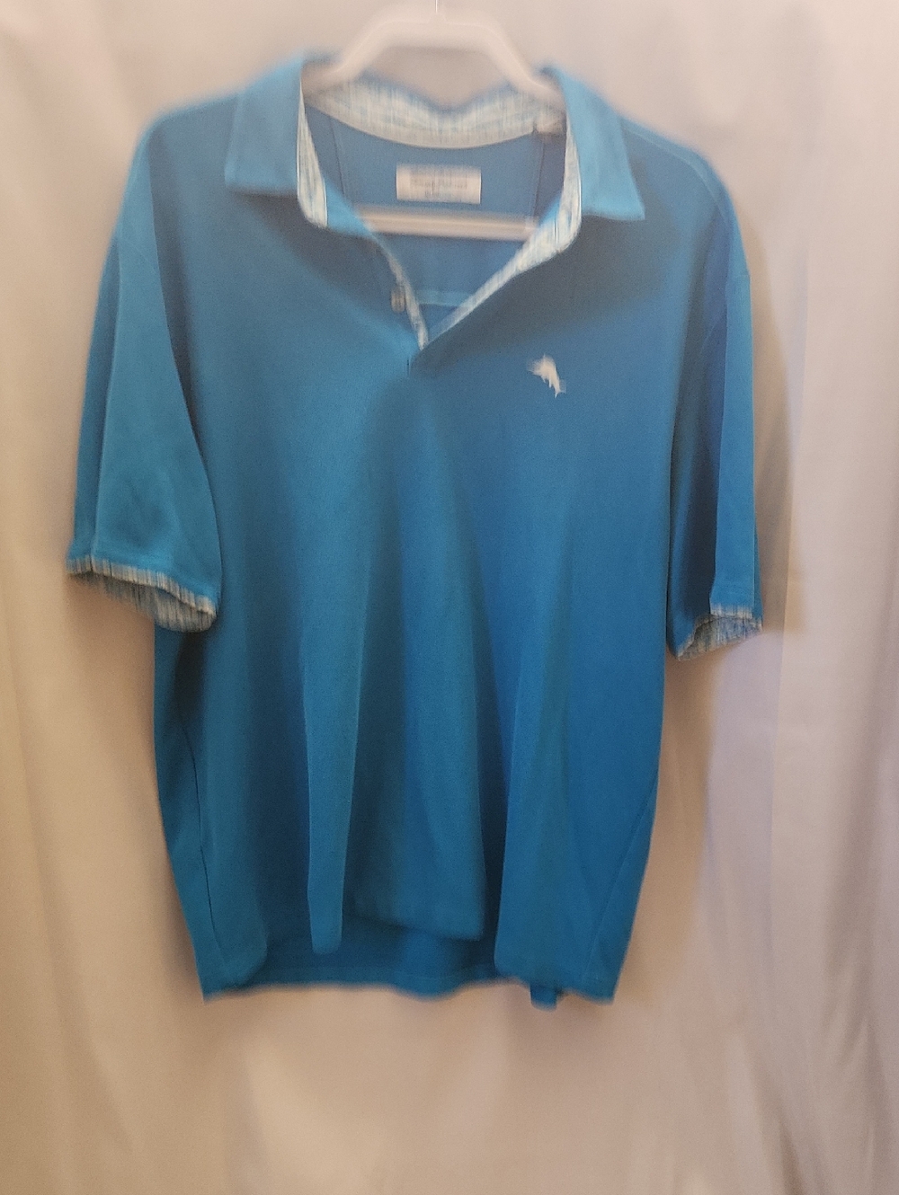 Tommy Bahama Turquoise Short-Sleeve Polo with Contrast Trim